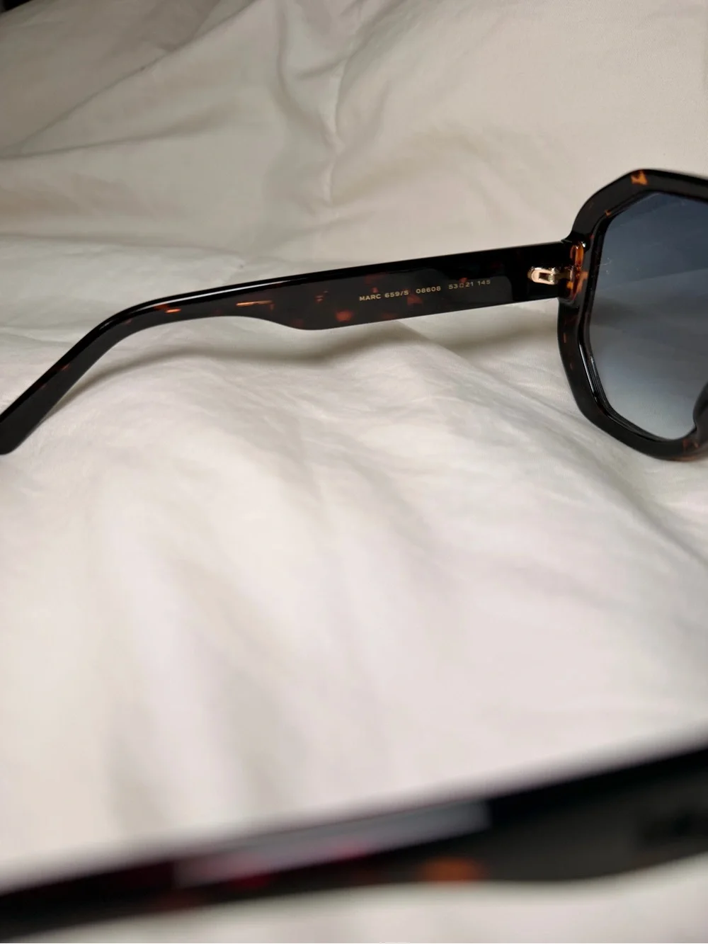 Marc Jacobs Tortoiseshell Octagon Sunglasses with Blue Gradient Lenses